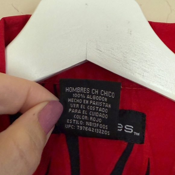 Y2K No Boundaries Flame Barbed Wire Printed Button Down Short Sleeve Shirt Small - Picture 5 of 7